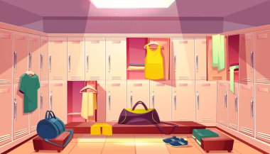 Vector changing room with lockers for sports vector Vector changing room with lockers for sports vector