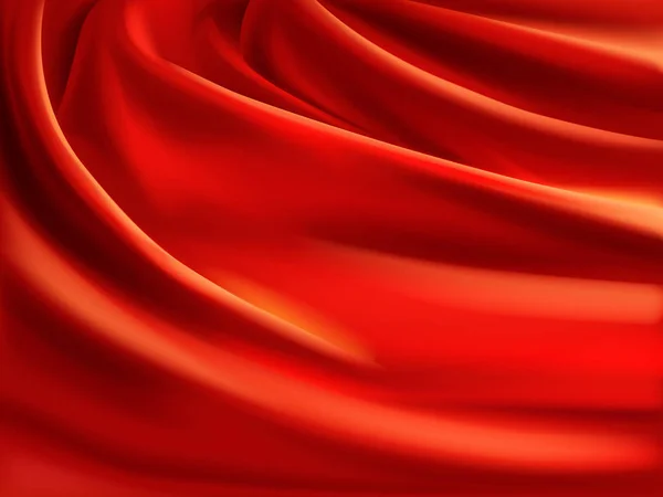 Soie rouge avec plis fond vectoriel réaliste — Image vectorielle