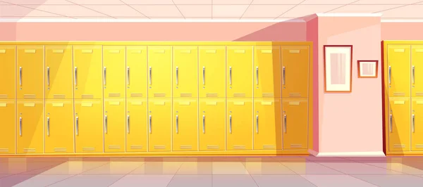 Vector school, college corridor, hallway with lockers — Stock Vector