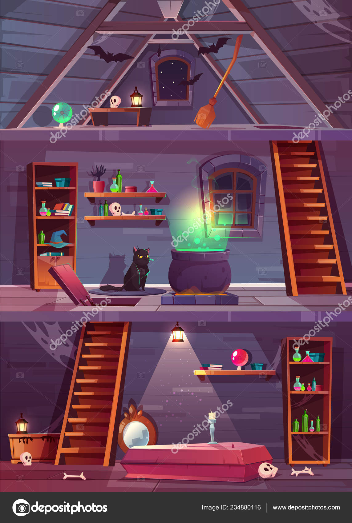 Дом С Подвалом И Мансардой. Векторное Изображение ©vectorpouch.