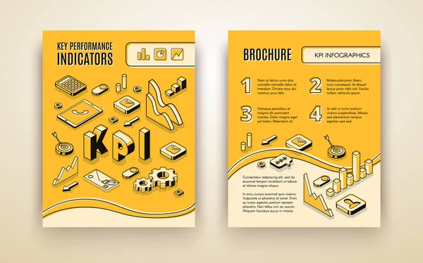 Empresa KPI análisis vector folleto plantilla — Archivo Imágenes Vectoriales