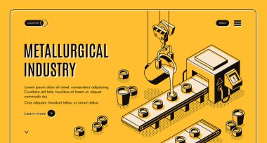 Metalurji şirket izometrik vektör web afiş