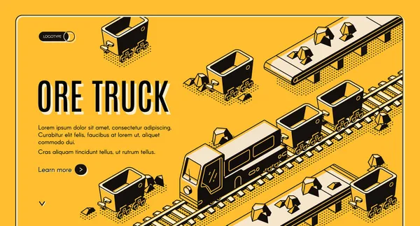 Erts mijnbouw industrie isometrische vector website — Stockvector