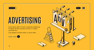 Reklam şirketi izometrik vektör web afiş