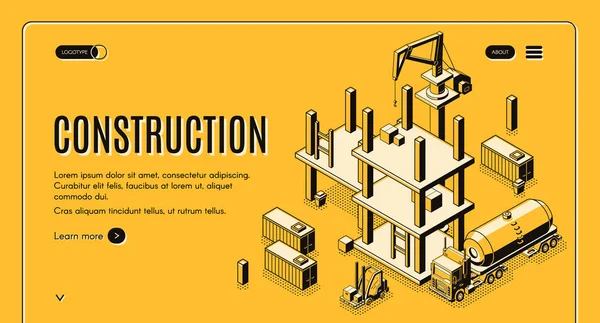 Proyecto de construcción isométrico vector web banner — Archivo Imágenes Vectoriales