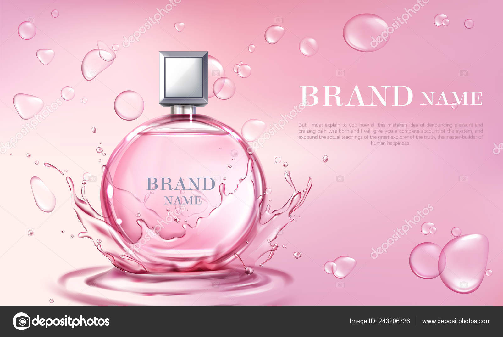 Vector 3d realistic perfume bottle, ad poster Stock Vector by