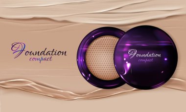 3D gerçekçi kompakt Vakfı, makyaj ürünü vektör