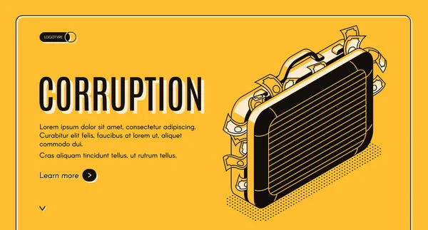 Corrupción isométrica vector landing page plantilla — Archivo Imágenes Vectoriales