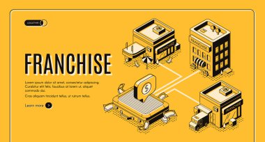Franchise iş start izometrik vektör Web sitesi