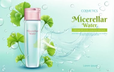 Micellar su ile ginkgo özü vektör afiş