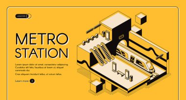 Modern metro istasyonu izometrik vektör Web sitesi