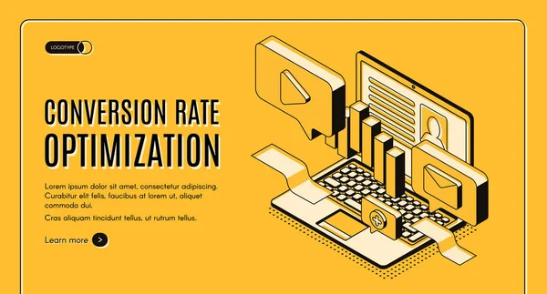 Service de marketing numérique site vectoriel isométrique — Image vectorielle