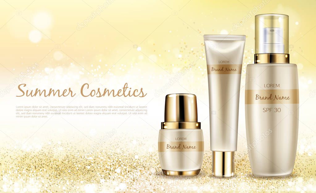 Vector promo banner for summer spf cosmetics.