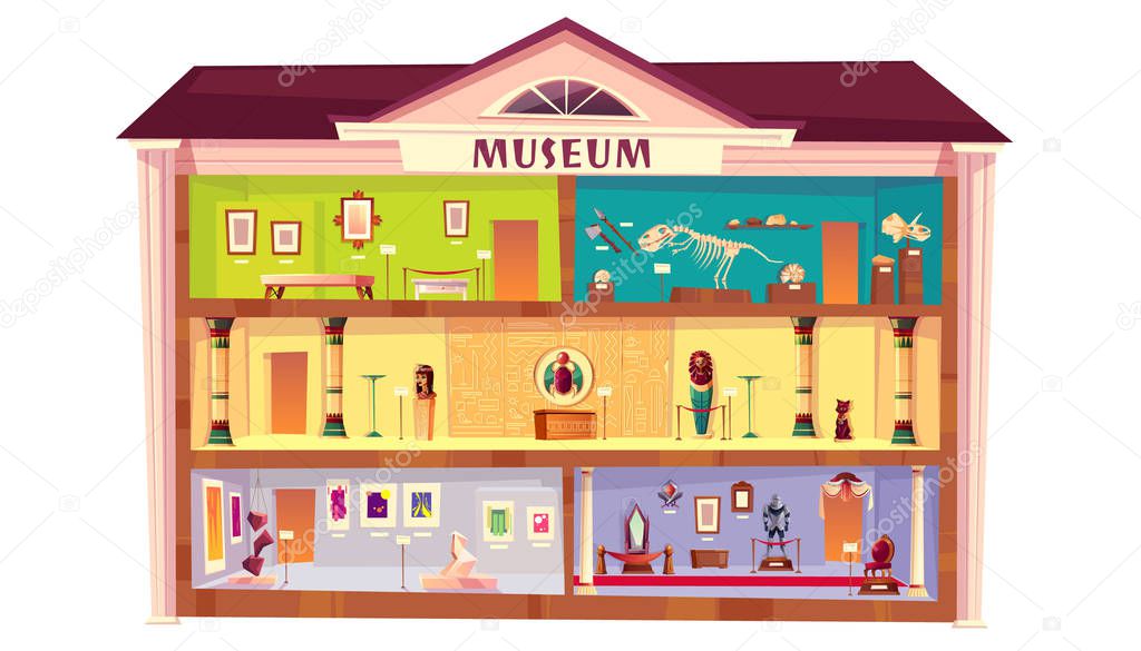 Natural history museum building cartoon vector