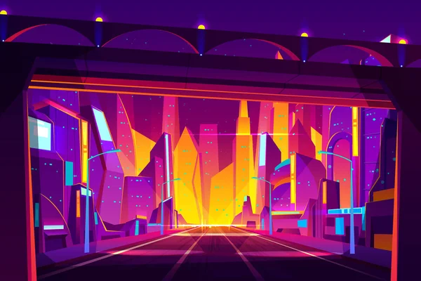 Zukünftige Stadtautobahn Cartoon Vektor Illustration — Stockvektor