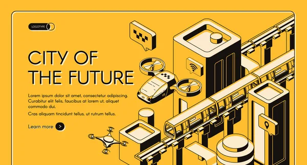 Bannière web vectorielle des technologies de transport futures — Image vectorielle