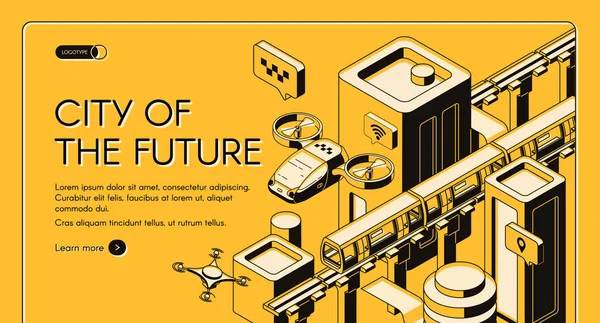 未来的运输技术矢量网页横幅 — 图库矢量图片