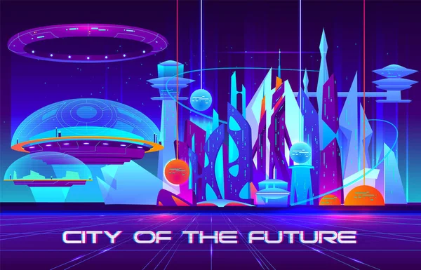 Geleceğin metropol mimarisi vektör afişi — Stok Vektör
