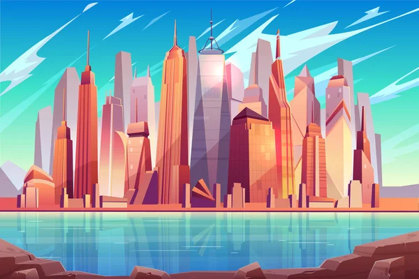 New York City skyline cartoon vector achtergrond — Stockvector