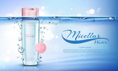 Micellar su güzellik kozmetik şişe afiş
