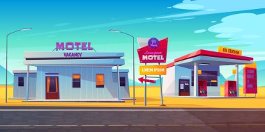 Otopark ve petrol istasyonu ile roadside motel