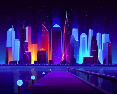 Pier modern metropolis defne karikatür vektör