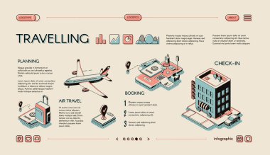 Seyahat hizmetleri izometrik vektör infographics