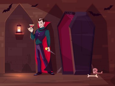 Vampir içme kan karikatür vektör kavramı
