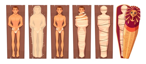 Prozess der Mumifizierung ägyptischer Mumien — Stockvektor