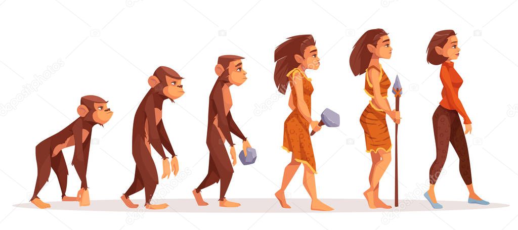 Human evolution from monkey to modern sexy woman