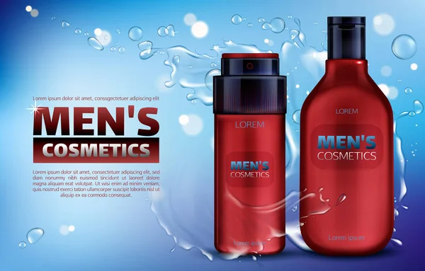 Męskie kosmetyki żel pod prysznic, dezodorant ANTYPERSPIRANT — Wektor stockowy