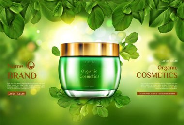 Organik kozmetik ürün kavanoz mockup cilt bakım kremi