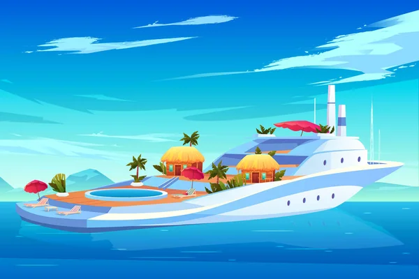 Futuro resort flotante hotel vector concepto — Vector de stock