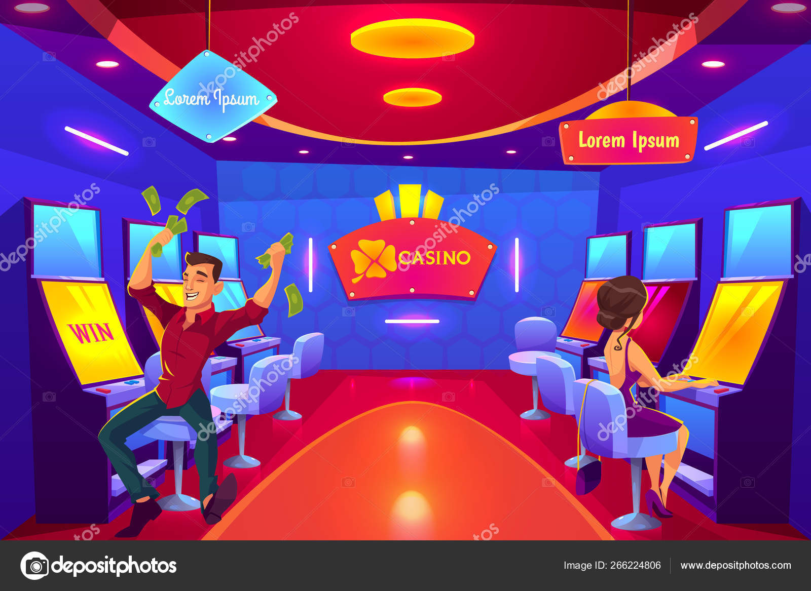 人们在赌场赌博玩老虎机图库矢量图©vectorpouch 266224806