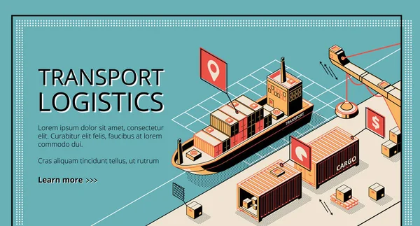 Logistique de transport, société de services de livraison de port de navire — Image vectorielle