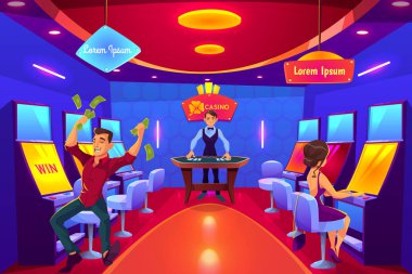 Kumar salonu karikatür vektör casino müşterileri