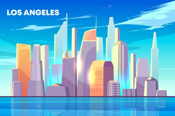 Лос-Анджелес Сіті Бей горизонт мультфільм вектор — стоковий вектор
