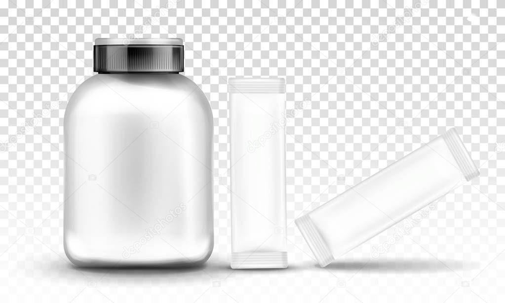 Download Sport Nutrition Supplement Container Packaging Mockup Plastic Or Glass Jar With Cap For Whey And Pack For Protein Bars Isolated On Transparent Background Realistic 3d Vector Illustration Clip Art Premium Vector Yellowimages Mockups