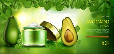 Avokado kozmetik cilt bakım kremi. güzellik ürünü