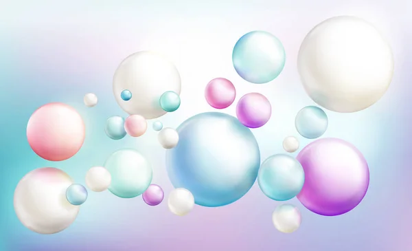 Bolhas de sabão ou esferas voadoras brilhantes coloridas — Vetor de Stock