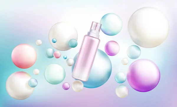 Cosmetics spray bottle mockup beauty cosmetic tube
