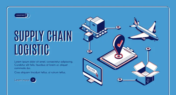 Supply Chain Logistic ISO metrisk webb landning banner — Stock vektor