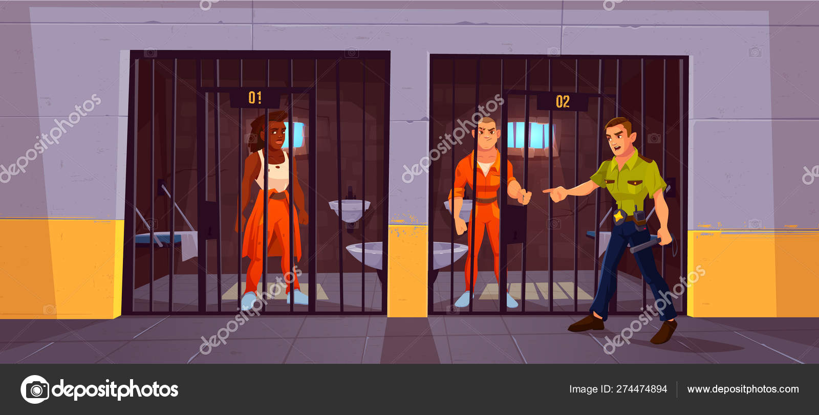 刑務所の囚人と警官警察 ストックベクター ©vectorpouch 274474894