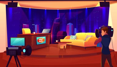 Kamera ile televizyon stüdyosu, yayın odası