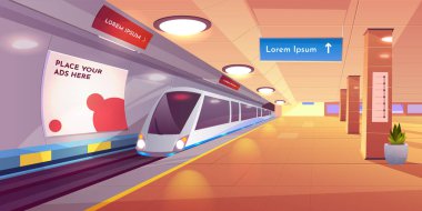 Metro istasyonunda tren, boş metro platformu