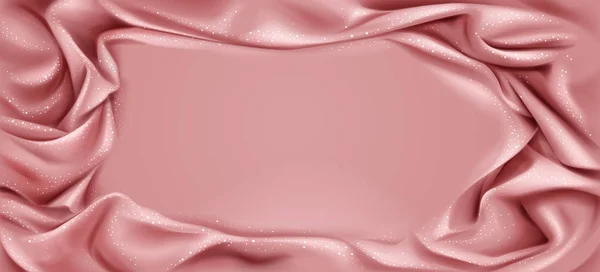 Rosa Seide drapiert Stoff Hintergrund mit glitzernden — Stockvektor