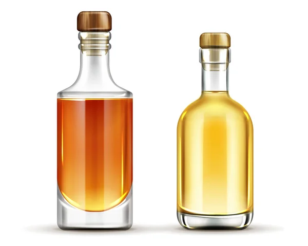 Conjunto de botellas de tequila, whisky, bebidas de bourbon — Archivo Imágenes Vectoriales