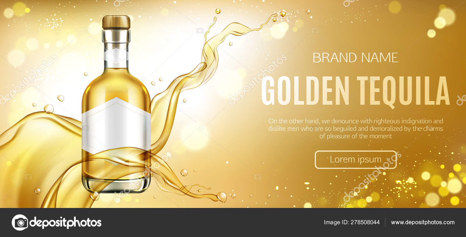 Download Golden Tequila Bottle Mock Up Advertising Banner Stock Vector Royalty Free Vector Image By C Vectorpouch 278508044