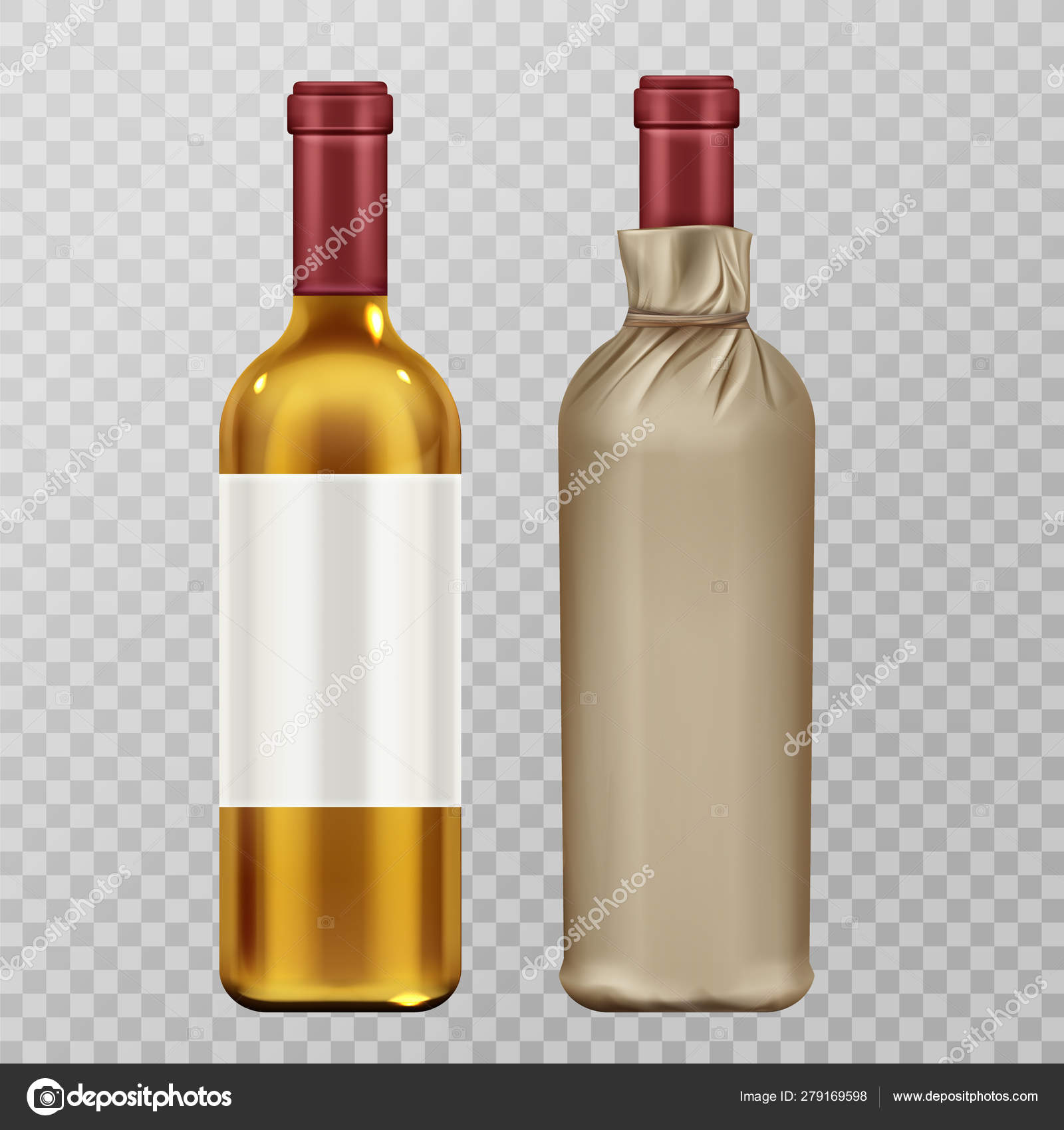 Download Wine Bottles In Craft Paper Package Mock Up Set Vector Image By C Vectorpouch Vector Stock 279169598