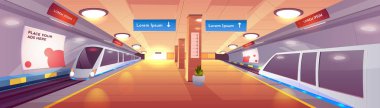 Şehir metro istasyonu karikatür vektör iç